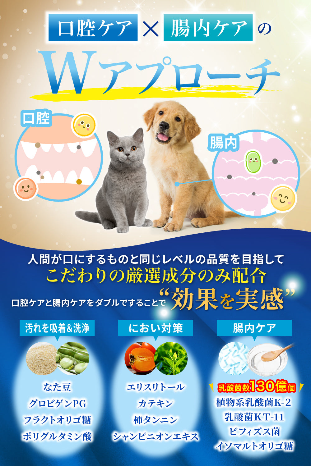 【犬・猫用】口腔ケア サプリメント チキン味 Platinum 粉末分包45g（1.5g×30包）