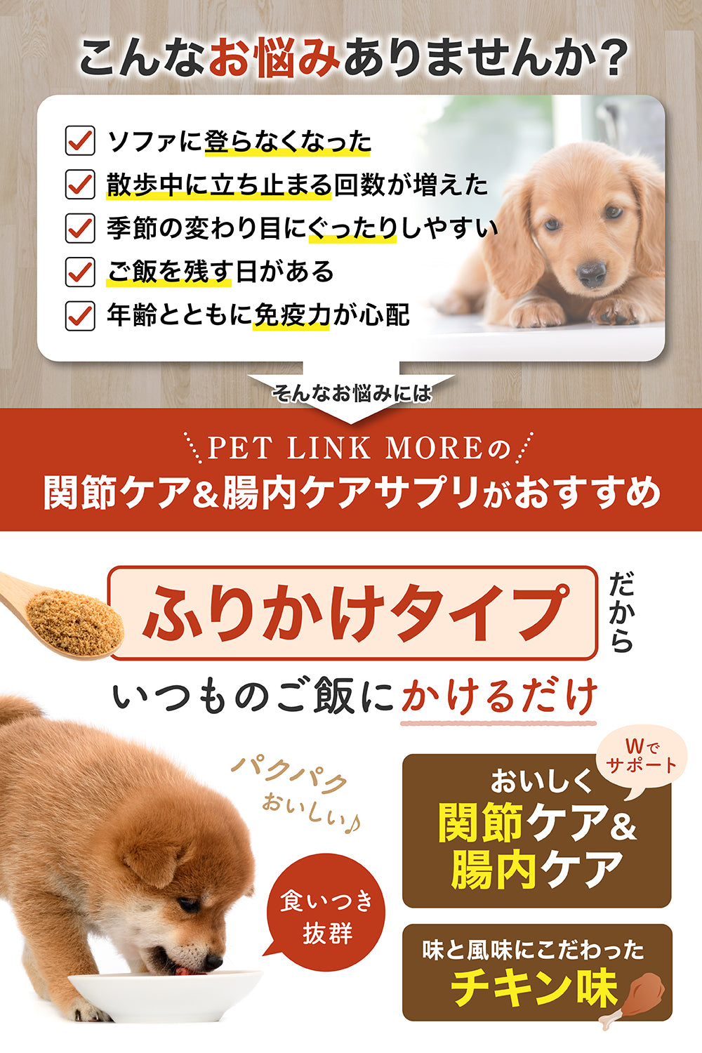 【犬用】関節ケア×腸内ケア サプリメント 粉末40g